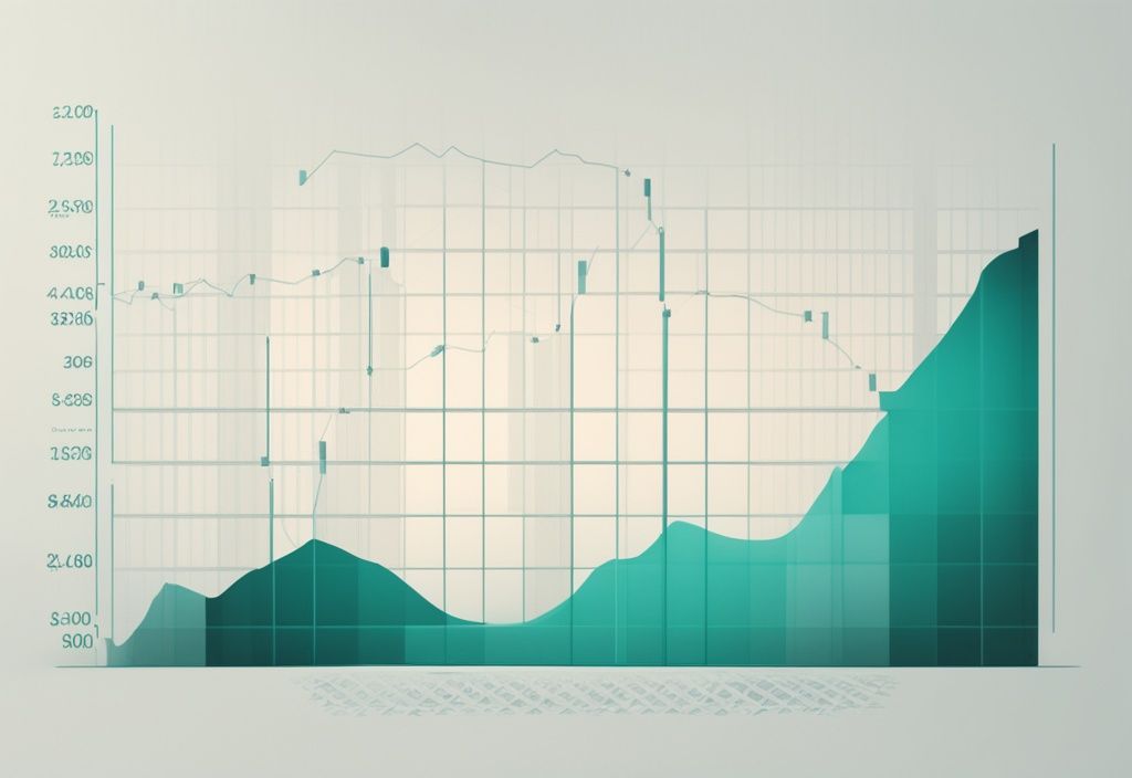 Modern photorealistic illustration of a teal-themed chart depicting real estate market sales volume fluctuations over time.