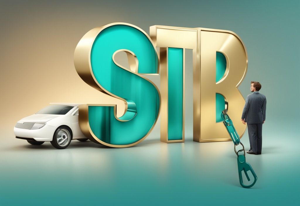 Modern photorealistic illustration of three real estate professionals contemplating a golden key with "STR" acronym, featuring a teal color theme.