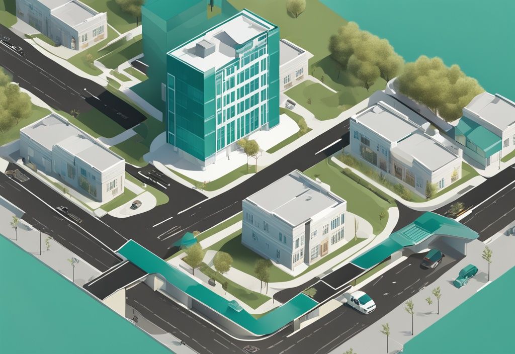 Infographic illustration explaining what is a PID in real estate, featuring teal-themed symbols of properties, community amenities, and a government building.