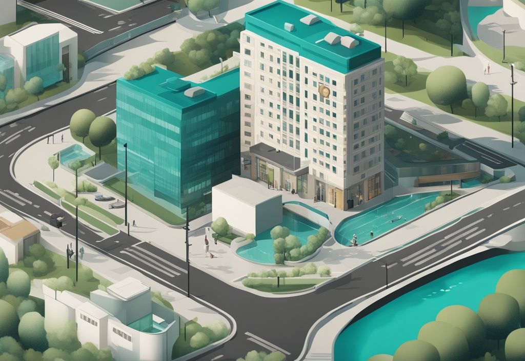 Infographic illustrating what is a PID in real estate, featuring teal-themed symbols of properties, community amenities, and a government building.