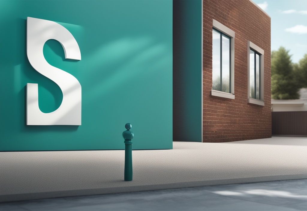 Modern photorealistic illustration in teal with a question mark overshadowing an unrecognizable property and the blurred phrase "Blind Ad," related to what is a blind ad in real estate.