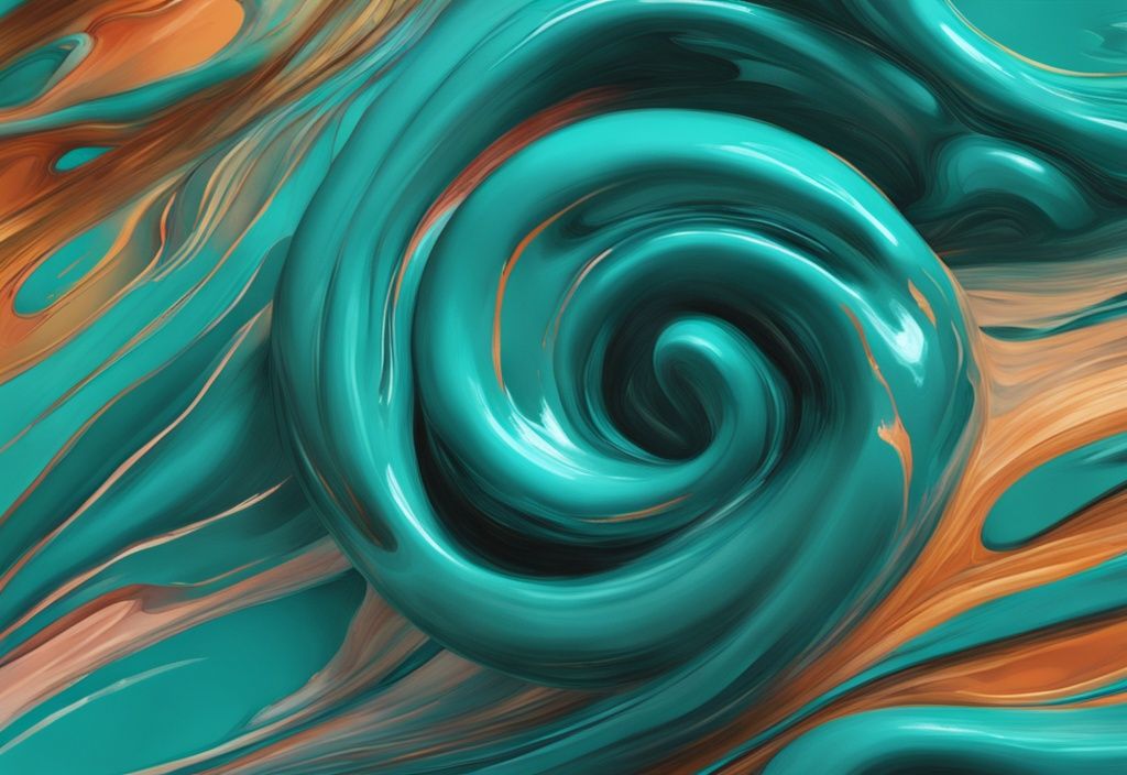 Modern photorealistic illustration of vibrant teal-themed paints blending and intertwining, illustrating the concept of commingling.