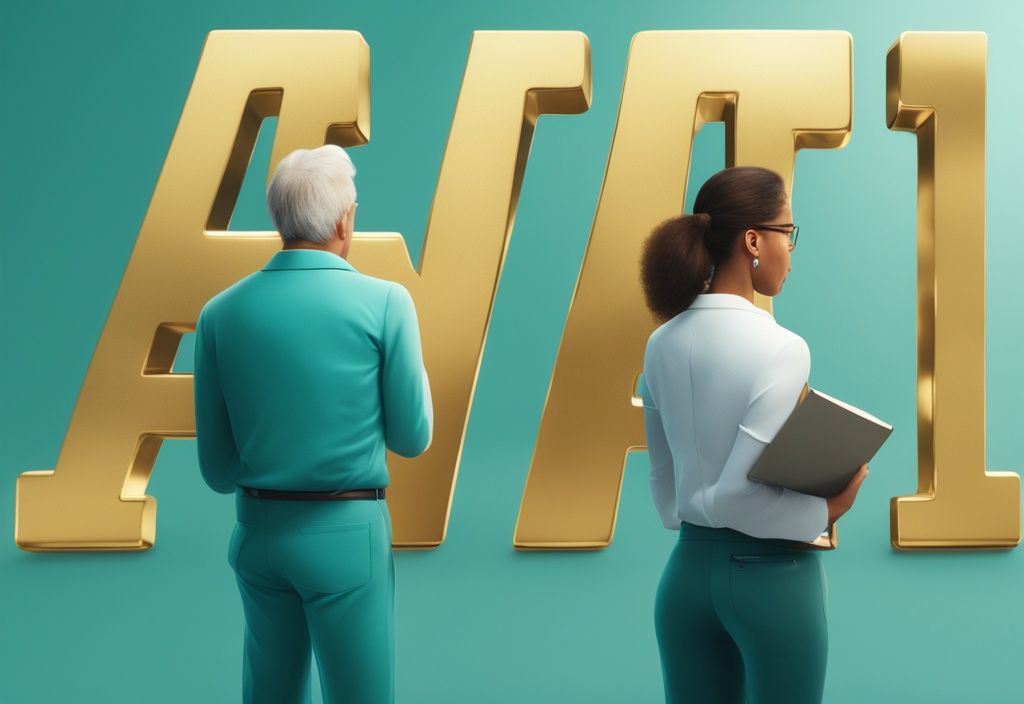 Modern photorealistic illustration of real estate characters examining a golden key with "STR" acronym, teal color theme.