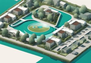 Teal-themed photorealistic illustration of a magnifying glass over a residential plot merging with smaller plots, symbolizing what is plottage in real estate.